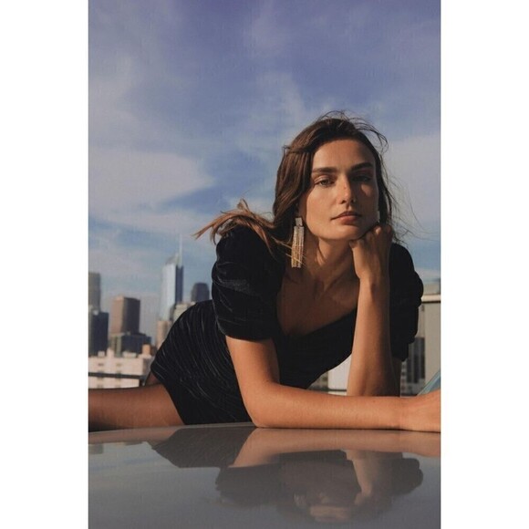 Anthropologie Hutch Womens Ruched Puff-Sleeved Mini Dress Size 4 - Picture 4 of 16